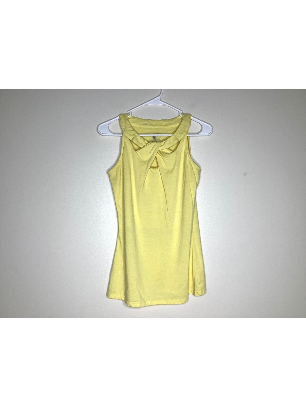 Y2K Yellow Hanes Tank Top With Twist-Knot Neckline